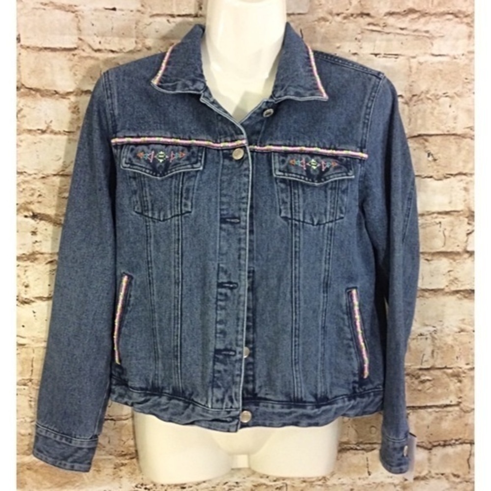 Pendleton cotton denim jacket southwest beading S